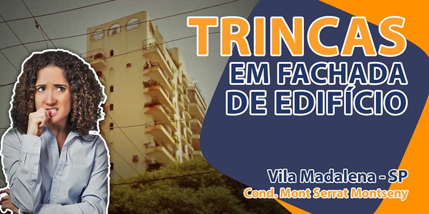 Trincas em fachada de edifício na Vila Madalena - SP