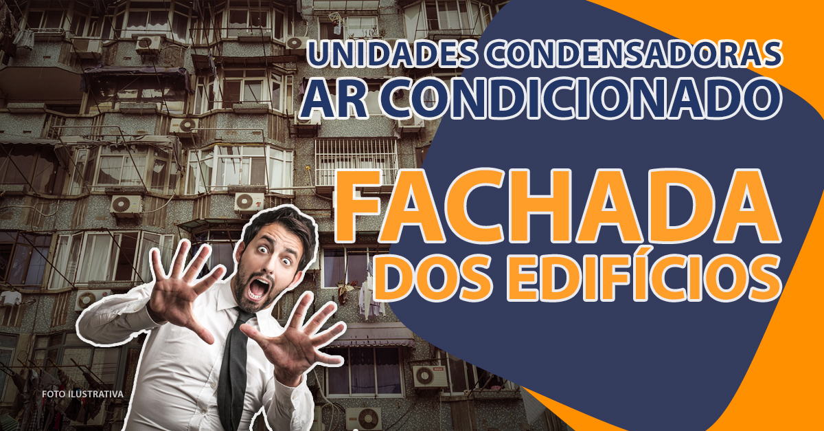 Unidades condensadoras de ar condicionado na fachada do edifício